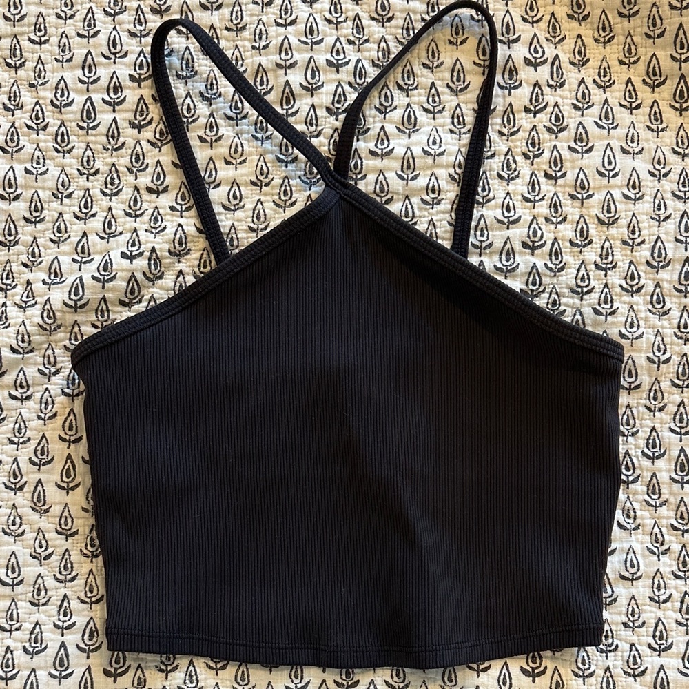 Alo Black Ribbed athletic tank